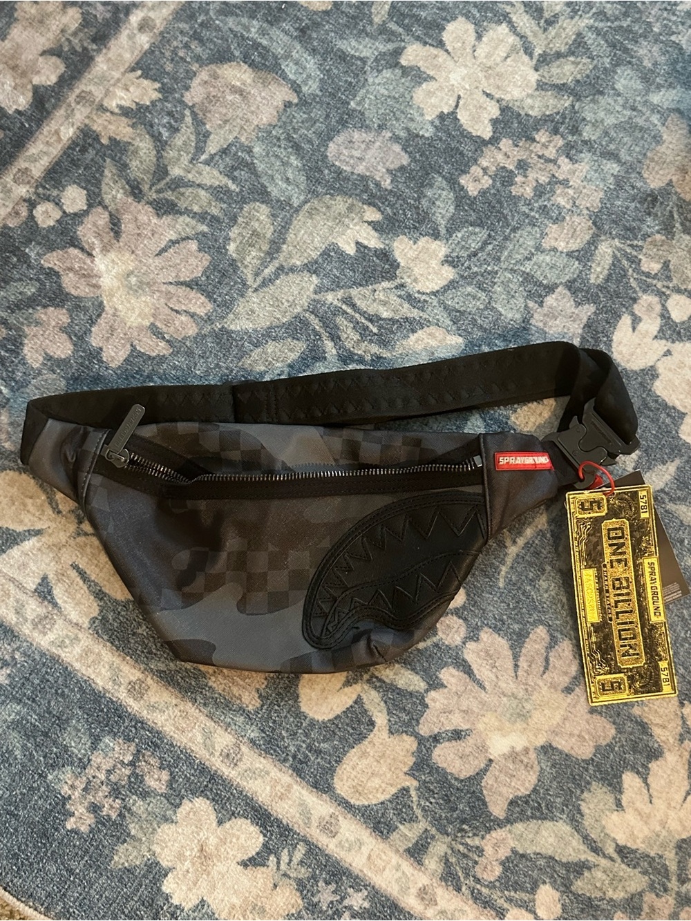 Sprayground Black Checker Shark Bite Waist Bag